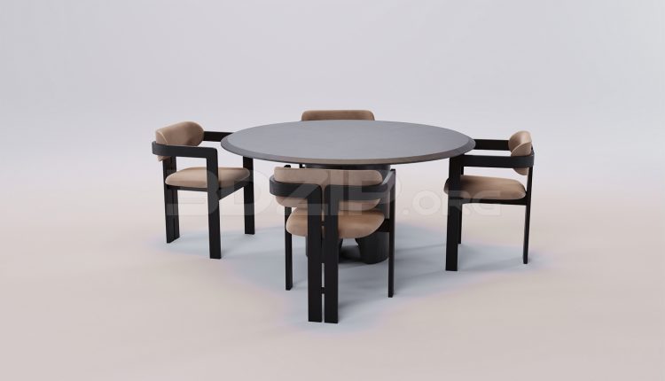 17401. Free 3ds Max Dining Table And Chair Model Download (1)