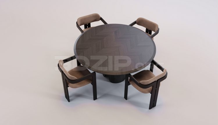 17401. Free 3ds Max Dining Table And Chair Model Download (2)