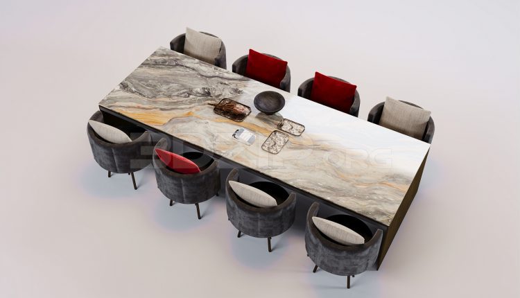 17412. Free 3ds Max Dining Table And Chair Model Download (2)