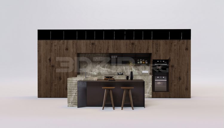 17414. Free 3ds Max Kitchen Model Download (1)