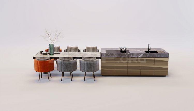 17427. Free 3ds Max Dining Table And Chair Model Download (1)