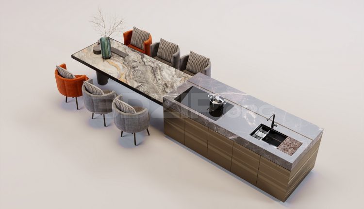 17427. Free 3ds Max Dining Table And Chair Model Download (2)