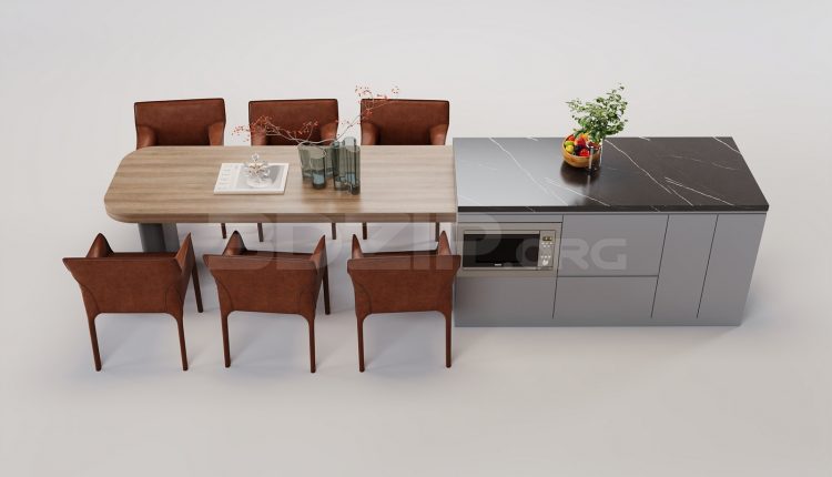17429. Free 3ds Max Dining Table And Chair Model Download (2)