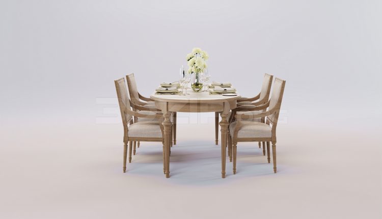 17457. Free 3ds Max Dining Table And Chair Model Download (2)