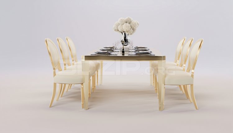 17472. Free 3ds Max Dining Table And Chair Model Download (2)