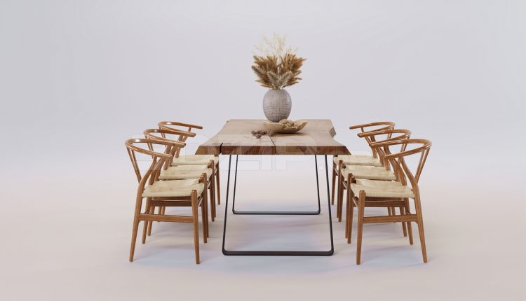17484. Free 3ds Max Dining Table And Chair Model Download (1)