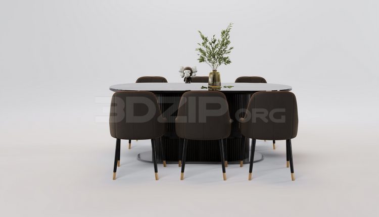 17499. Free 3ds Max Dining Table And Chair Model Download (2)