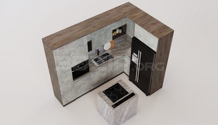 17506. Free 3ds Max Kitchen Model Download (1)