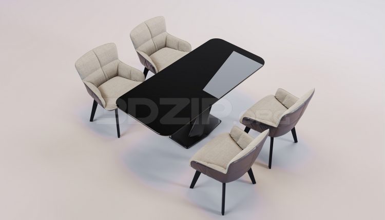 17517. Free 3ds Max Dining Table And Chair Model Download (1)