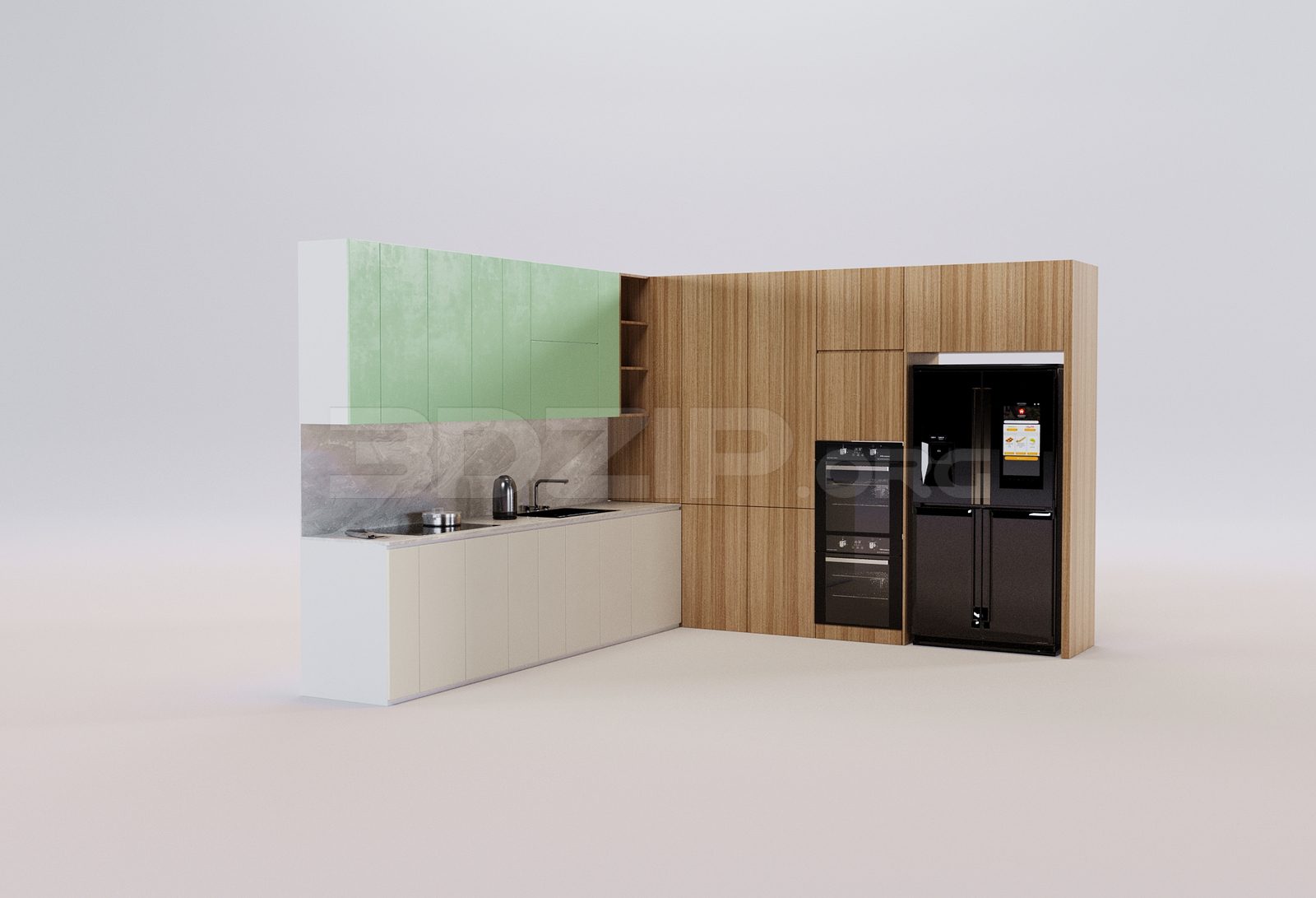 17534. Free 3ds Max Kitchen Model Download (1)