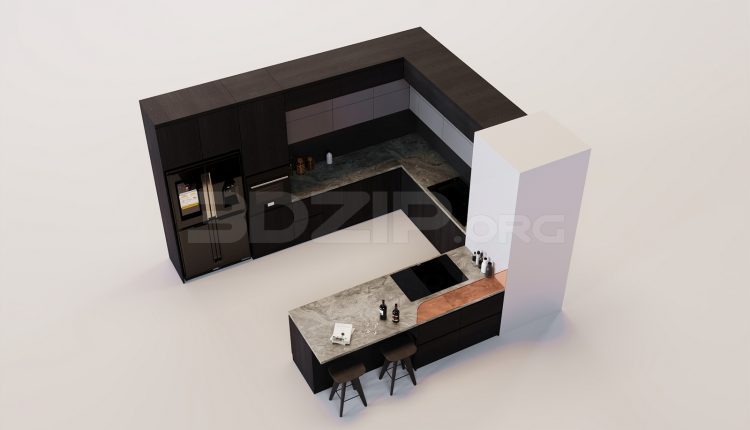 17554. Free 3ds Max Kitchen Model Download (2)