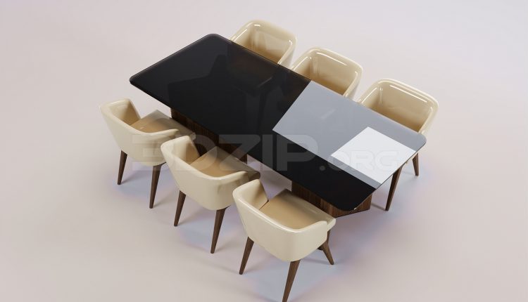 17571. Free 3ds Max Dining Table And Chair Model Download (1)