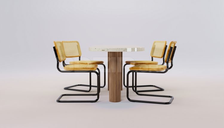 17584. Free 3ds Max Dining Table And Chair Model Download (2)