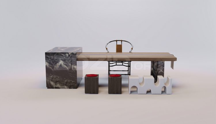 17593. Free 3ds Max Work Desk Model Download (1)
