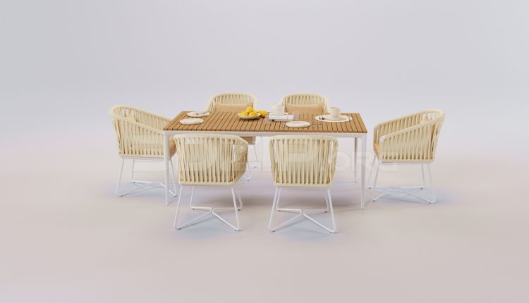 17611. Free 3ds Max Dining Table And Chair Model Download (1)