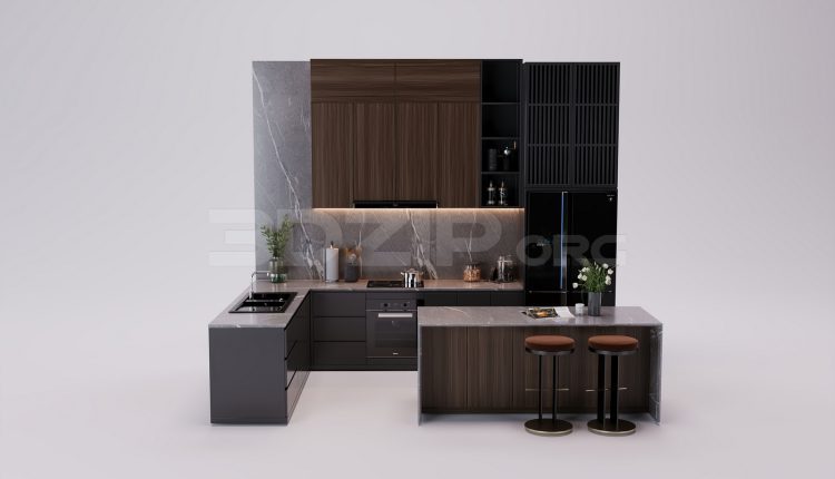 17625. Free 3ds Max Kitchen Model Download (1)