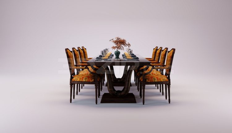 17639. Free 3ds Max Dining Table And Chair Model Download (2)