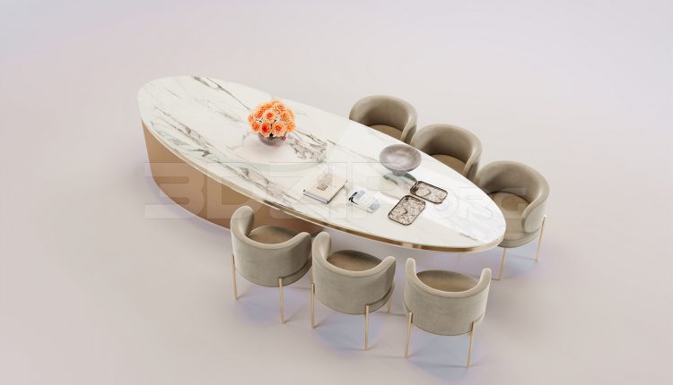 17652. Free 3ds Max Dining Table And Chair Model Download (1)