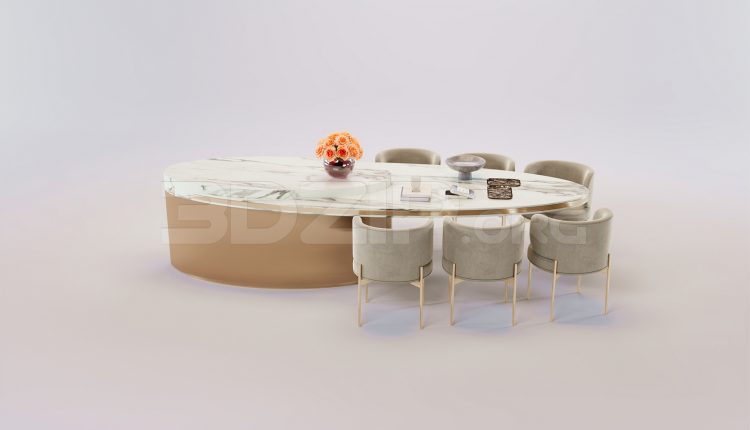 17652. Free 3ds Max Dining Table And Chair Model Download (2)