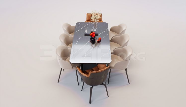 17658. Free 3ds Max Dining Table And Chair Model Download (2)