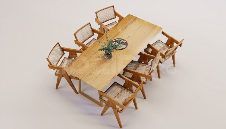 17674. Free 3ds Max Dining Table And Chair Model Download (1)