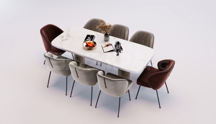 17711. Free 3ds Max Dining Table And Chair Model Download (1)