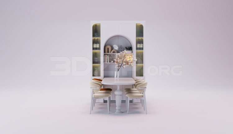 17737. Free 3ds Max Dining Table And Chair Model Download (1)