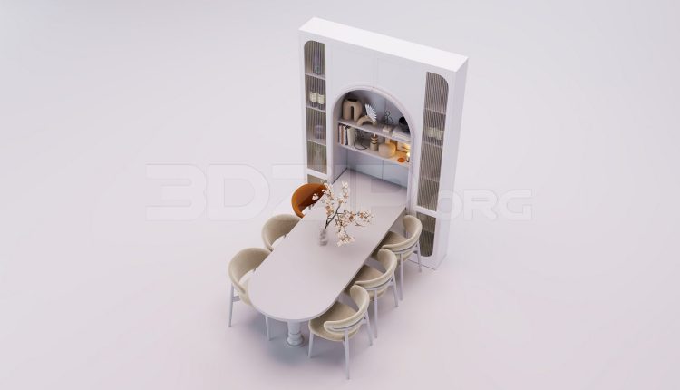 17737. Free 3ds Max Dining Table And Chair Model Download (2)