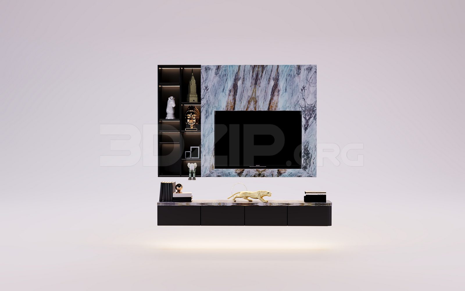 17751. Free 3ds Max Tv Wall Model Download (2)