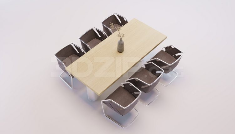 17767. Free 3ds Max Dining Table And Chair Model Download (1)