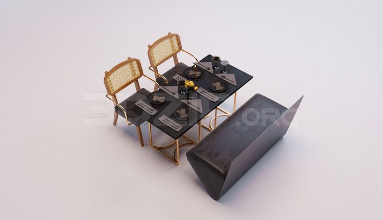 17782. Free 3ds Max Dining Table And Chair Model Download (2)