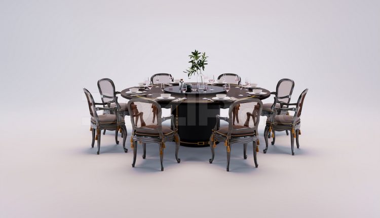 17794. Free 3ds Max Dining Table And Chair Model Download (1)