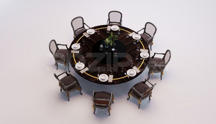 17794. Free 3ds Max Dining Table And Chair Model Download (2)