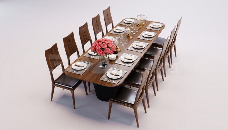 17808. Free 3ds Max Dining Table And Chair Model Download (1)