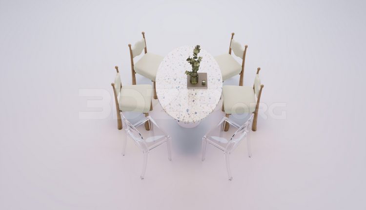 17817. Free 3ds Max Dining Table And Chair Model Download (2)