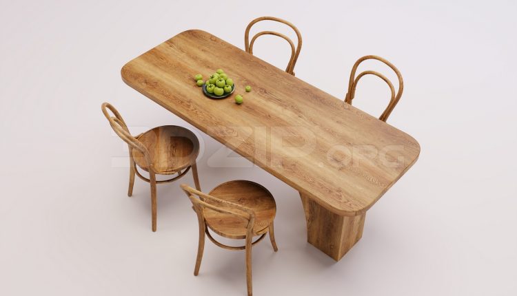 17849. Free 3ds Max Dining Table And Chair Model Download (1)
