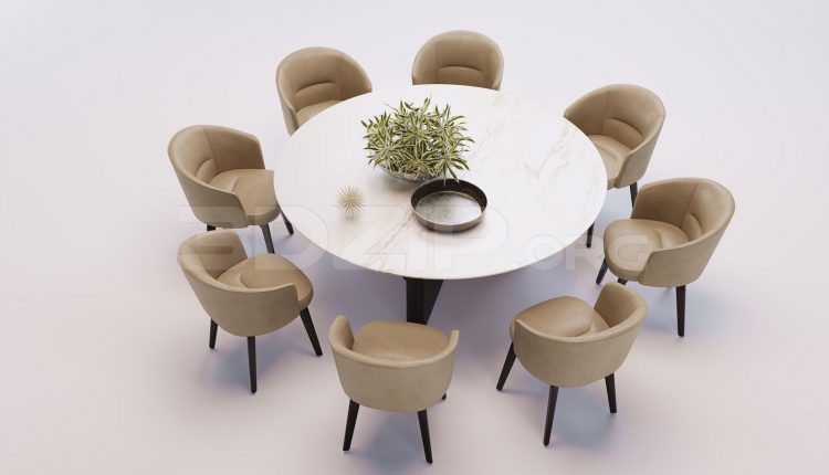 17873. Free 3ds Max Dining Table And Chair Model Download (2)