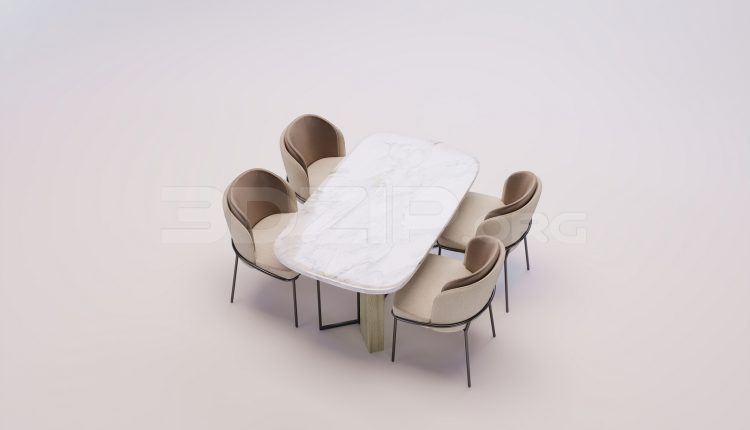 17877. Free 3ds Max Dining Table And Chair Model Download (2)