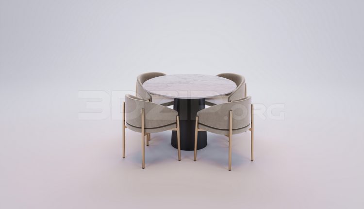 17918. Free 3ds Max Dining Table And Chair Model Download (1)