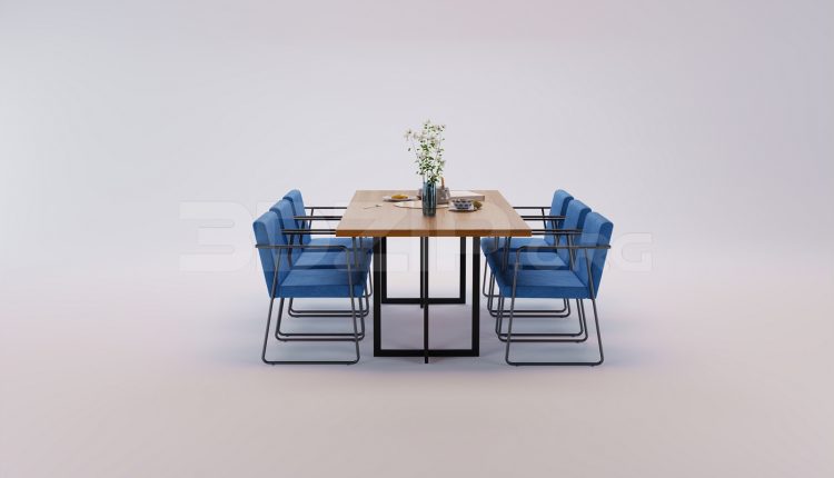 17928. Free 3ds Max Dining Table And Chair Model Download (1)