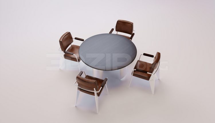 17981. Free 3ds Max Dining Table And Chair Model Download (1)