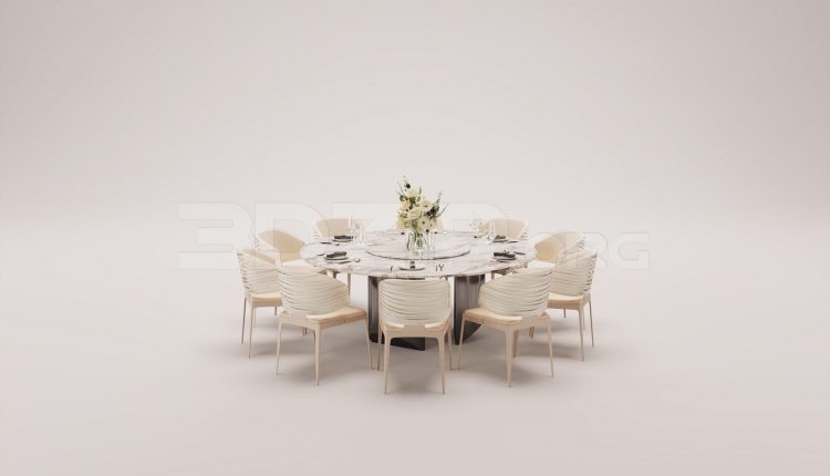 17987. Free 3ds Max Dining Table And Chair Model Download (2)