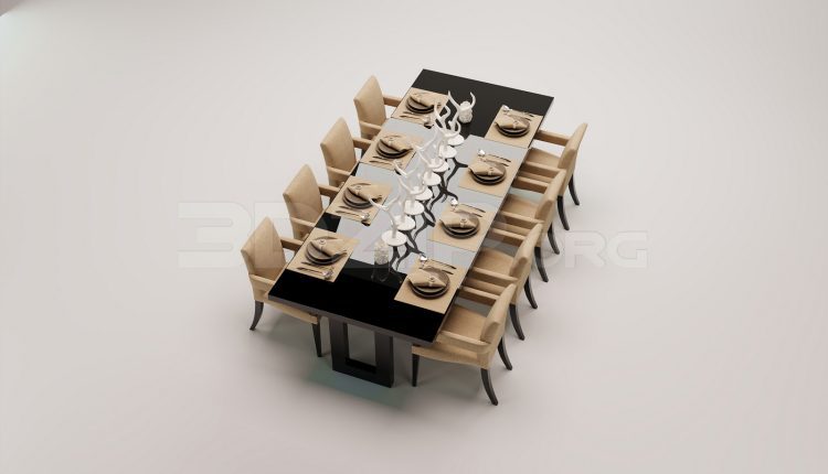 17997. Free 3ds Max Dining Table And Chair Model Download (2)