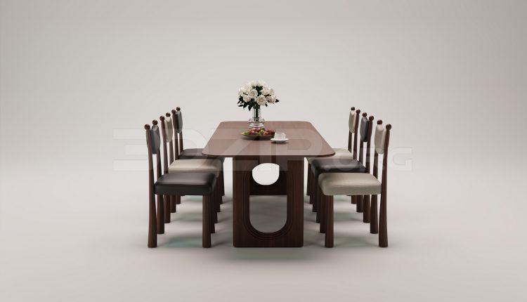 18003. Free 3ds Max Dining Table And Chair Model Download (2)
