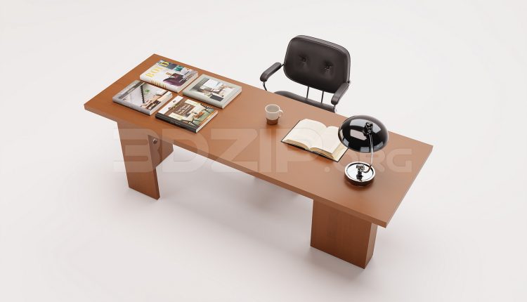18005. Free 3ds Max Work Desk Model Download (1)