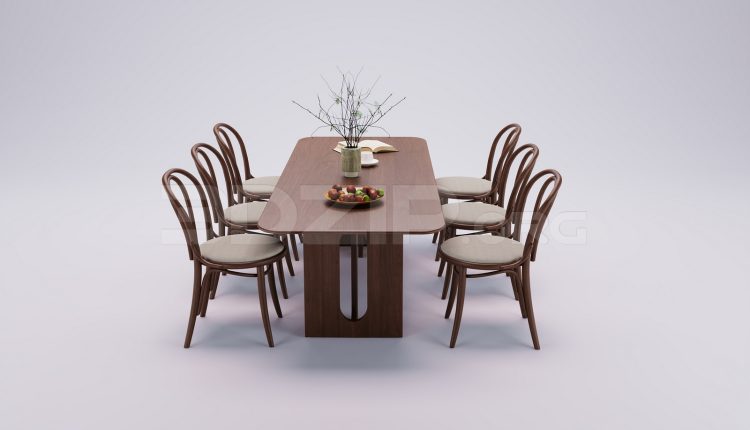 18024. Free 3ds Max Dining Table And Chair Model Download (2)