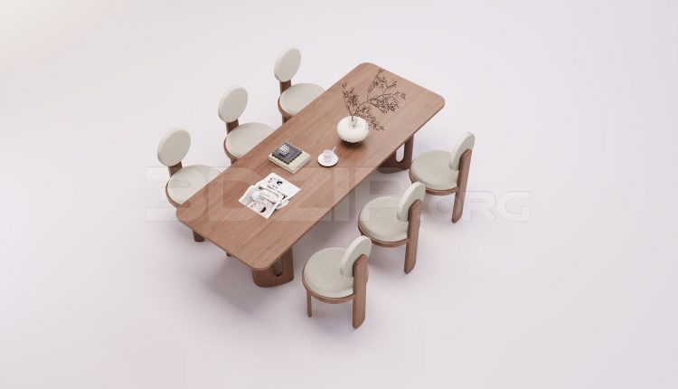 18026. Free 3ds Max Dining Table And Chair Model Download (1)