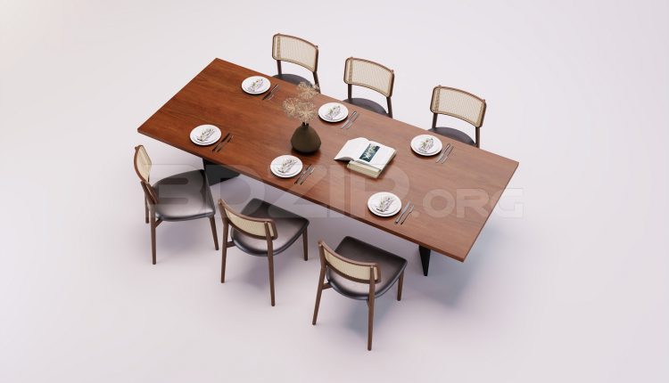 18036. Free 3ds Max Dining Table And Chair Model Download (1)