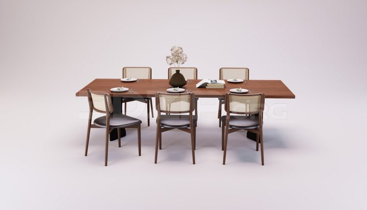 18036. Free 3ds Max Dining Table And Chair Model Download (2)