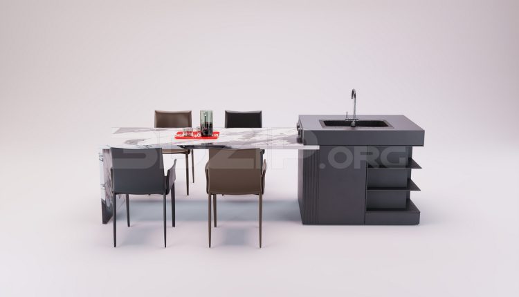 18037. Free 3ds Max Kitchen Island Model Download (1)